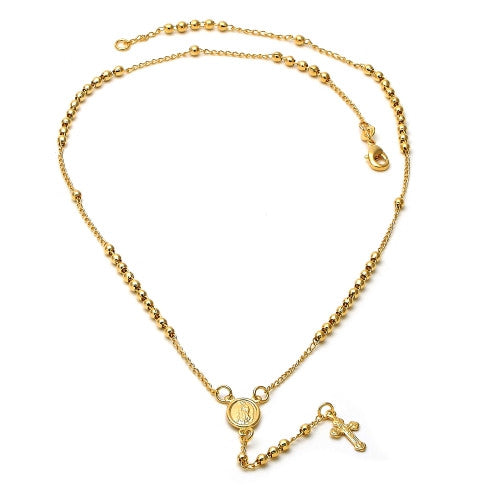 Gold Layered  Thin Rosary, Guadalupe and Crucifix