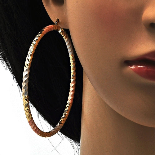 Extra Large Hoop, Hollow Design, Polished Finish, Gold Tone