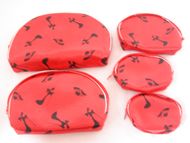Make-Up Pouch-Hat and Heels-5pcs-Red