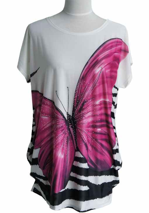 Print Tunic Butterfly  With Beads