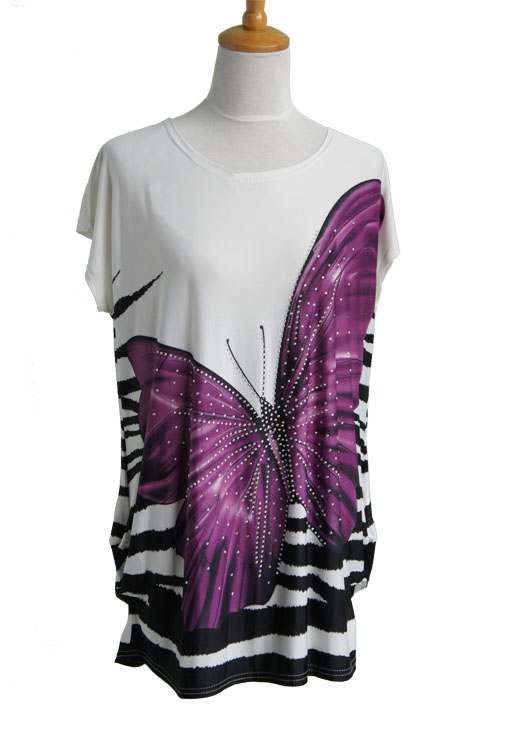 Print Tunic Butterfly  With Beads
