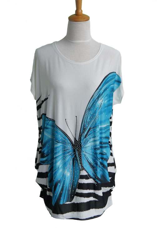 Print Tunic Butterfly  With Beads