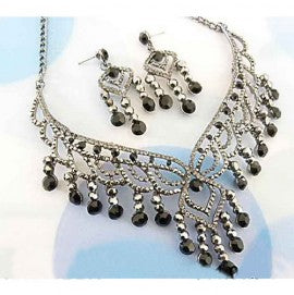RHINESTONE DESIGN NECKLACE EARRING SET
