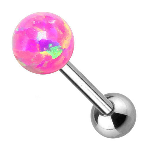 Synthetic Opal Internally Threaded 6mm Ball 316L Surgical Steel Barbell Tongue Ring