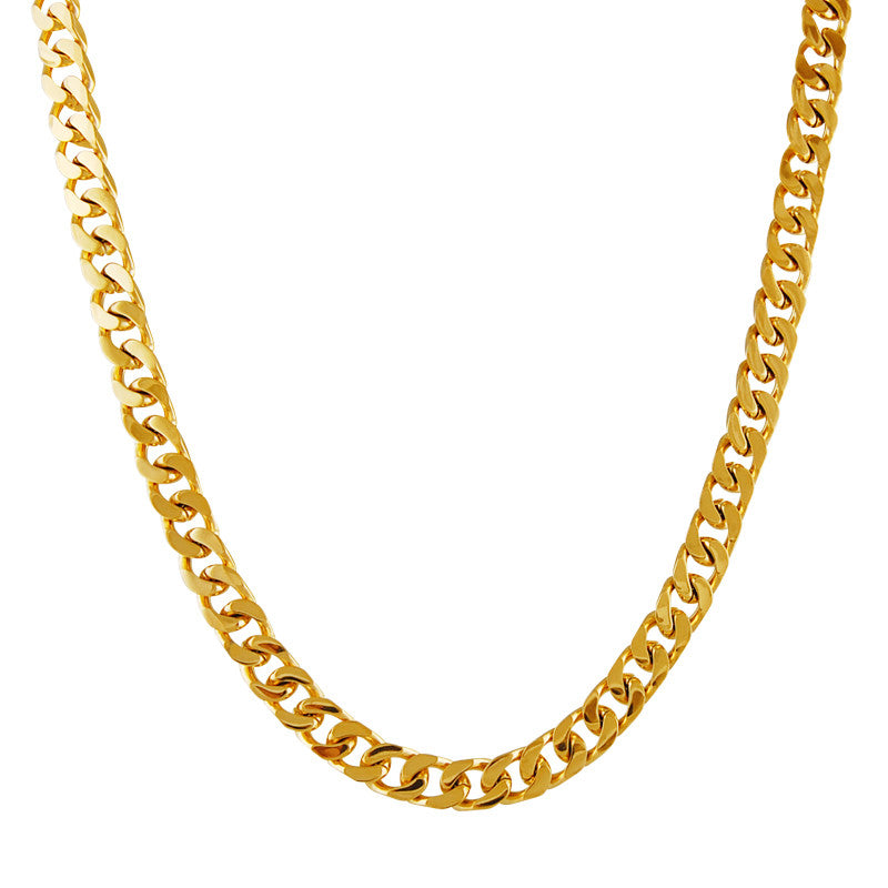 Gold PVD Coated Curb Link Stainless Steel Necklace