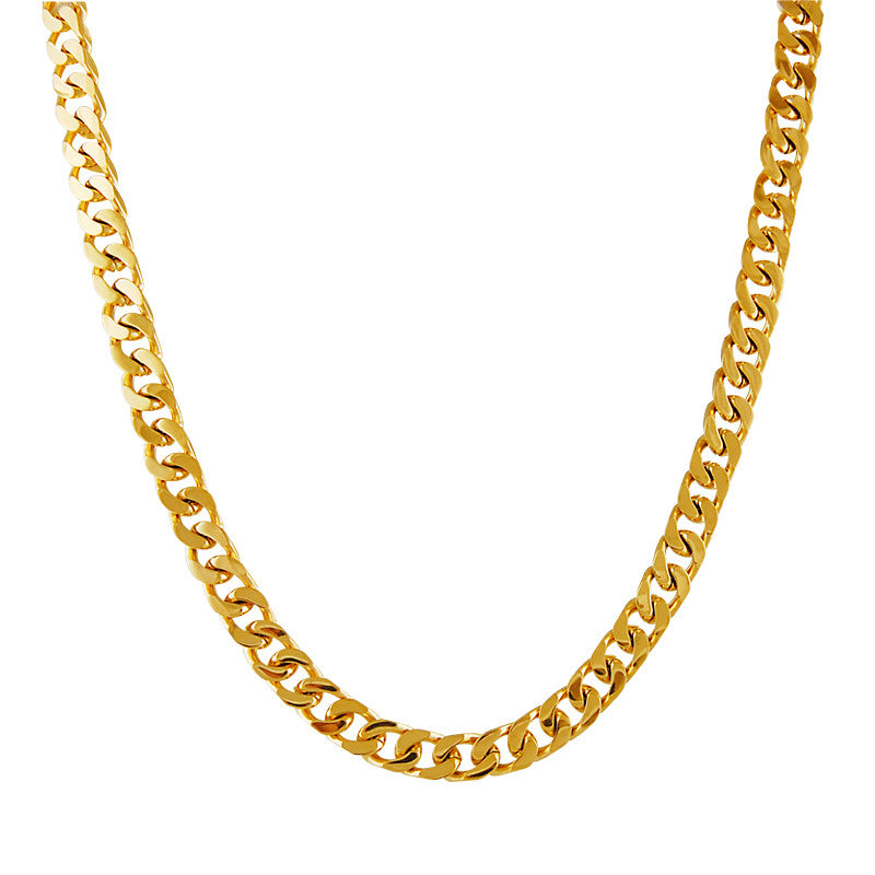 Gold PVD Coated Curb Link Stainless Steel Necklace