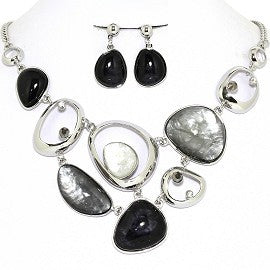 Necklace Earring Set Odd Oval Circles