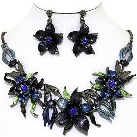 Necklace Earring Set Flowers