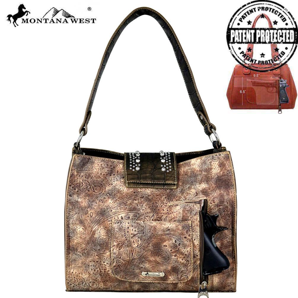 Montana West Tooled/Safari Collection Concealed Carry Tote
