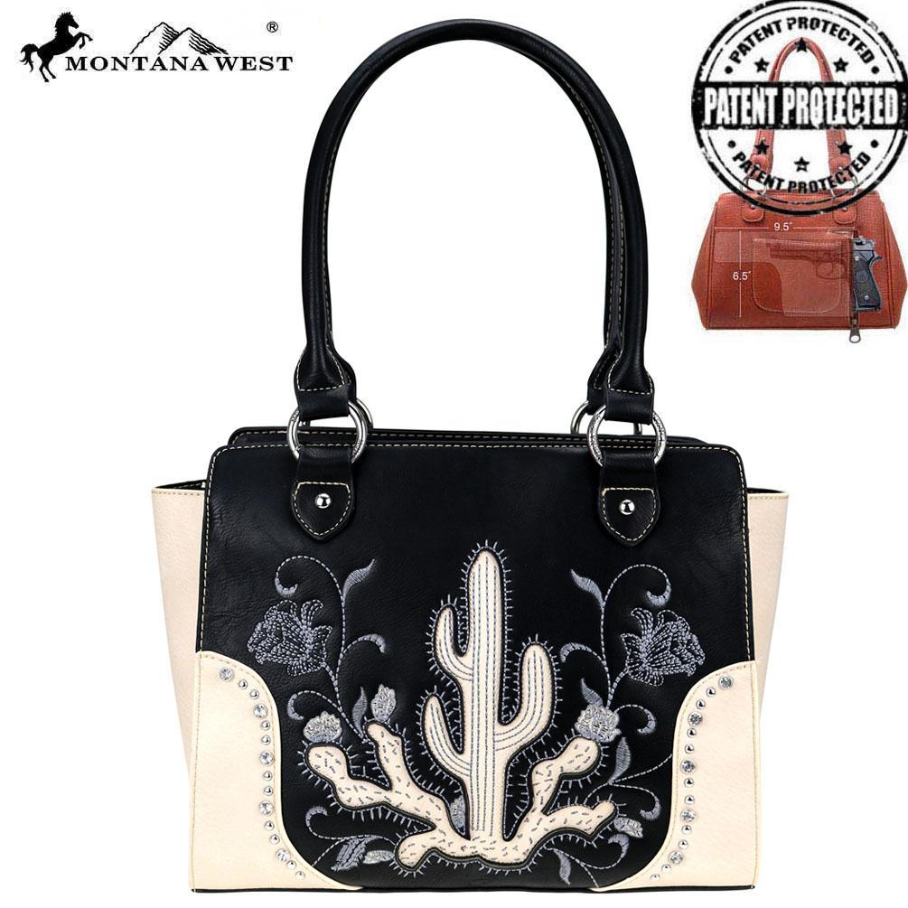 Montana West Embroidered Collection Concealed Carry Trapezoid Tote