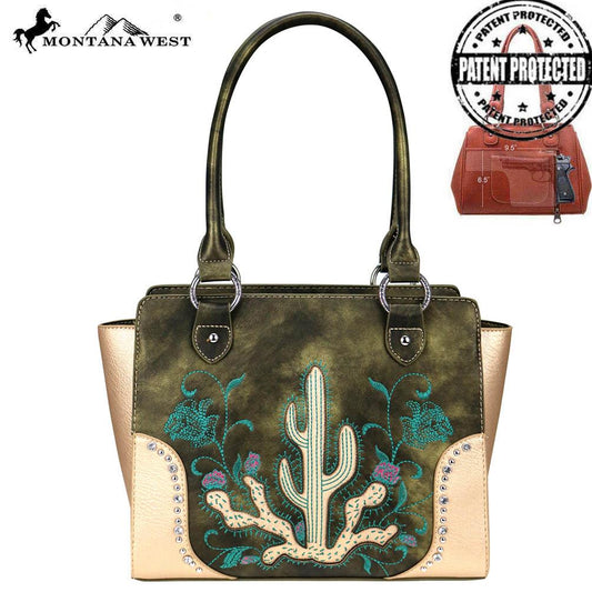 Montana West Embroidered Collection Concealed Carry Trapezoid Tote