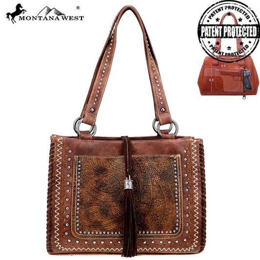 Montana West Tooled Collection Concealed Carry Tote