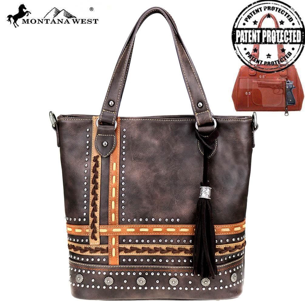 Montana West Concho Collection Concealed Carry Tote/Crossbody