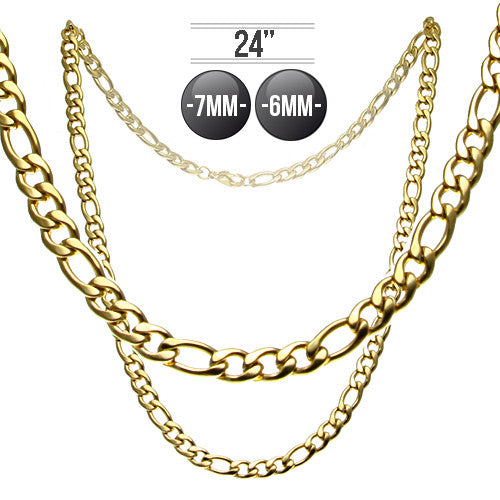 Stainless Steel Cuban/Figaro Chain in 24 Inches