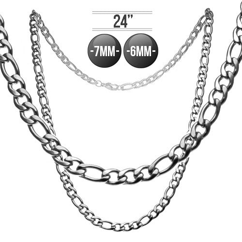 Stainless Steel Cuban/Figaro Chain in 24 Inches