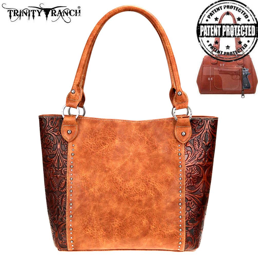 Trinity Ranch Tooled Leather Collection Concealed Carry Tote