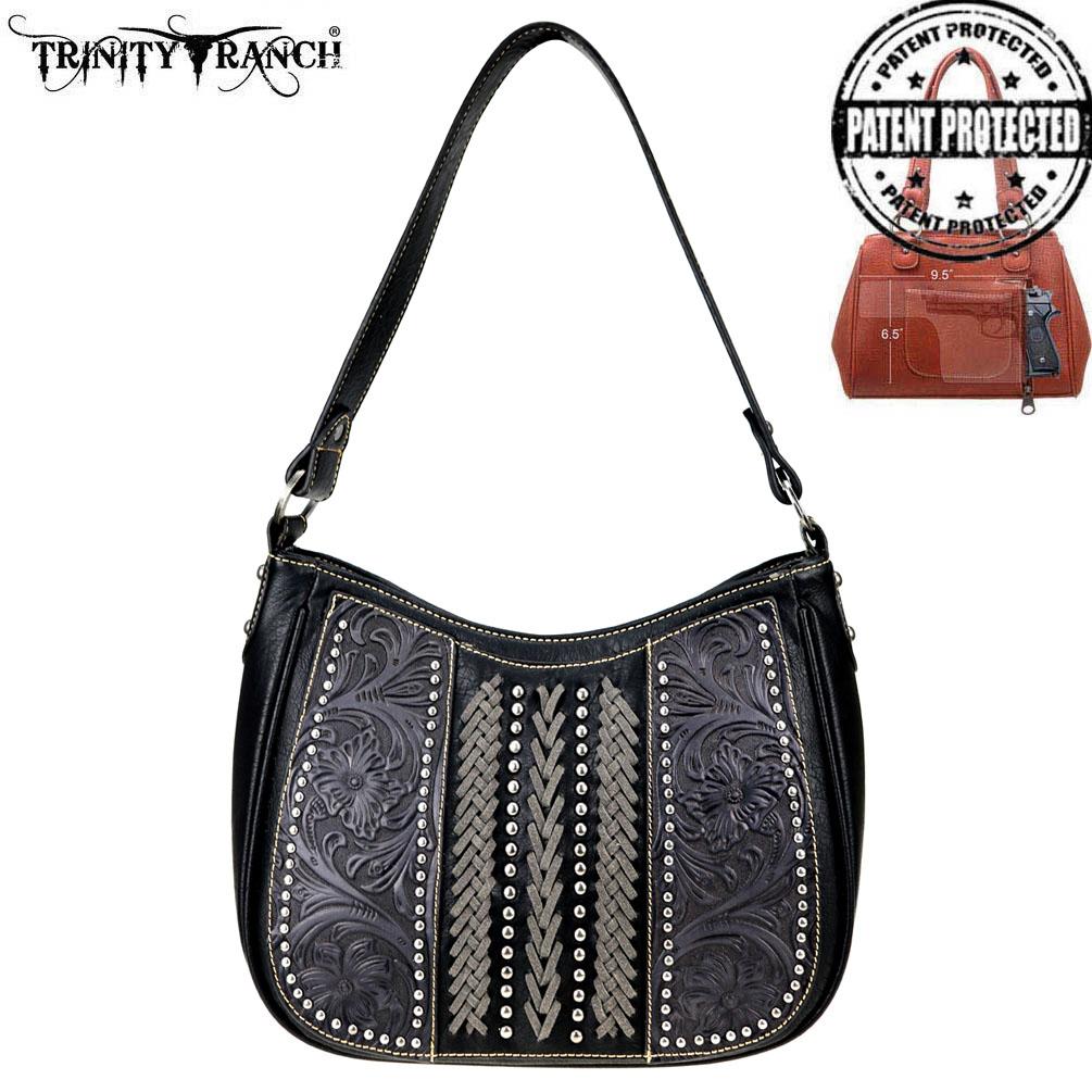 Trinity Ranch Tooled Leather Collection Concealed Carry Hobo