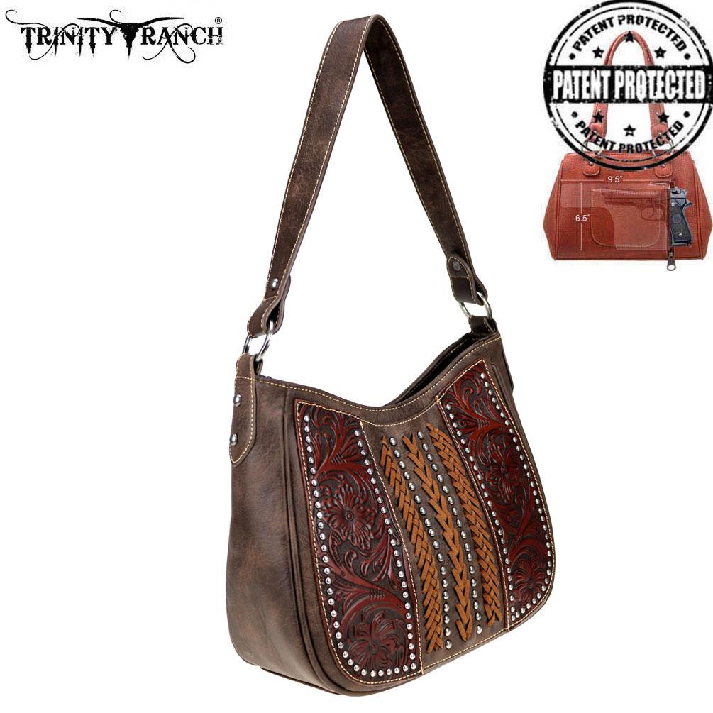 Trinity Ranch Tooled Leather Collection Concealed Carry Hobo
