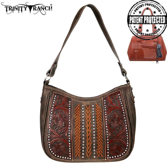 Trinity Ranch Tooled Leather Collection Concealed Carry Hobo