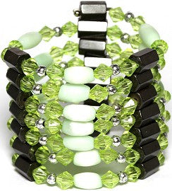 Magnetic Necklace Wrap Oval Apple Green