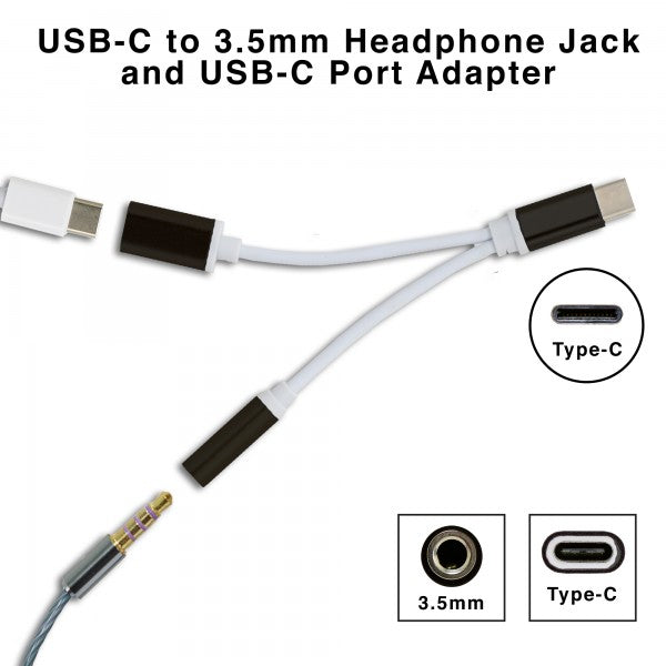 Type-C to 3.5mm Headphone Jack and Type-C Port Adapter