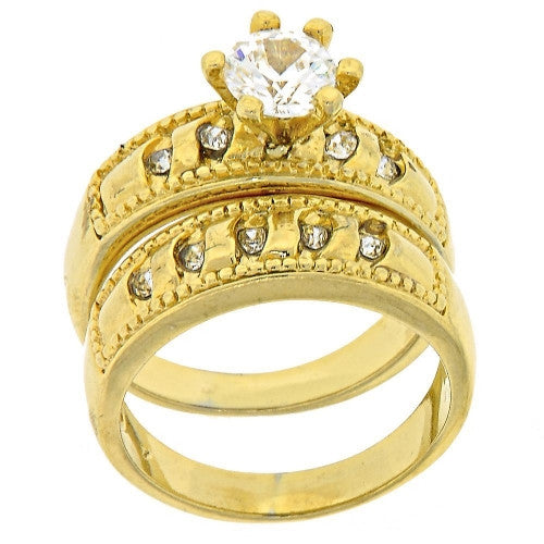Crown Gold Layered Wedding Ring