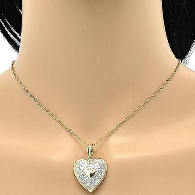 Locket Pendant, Heart and Flower Design