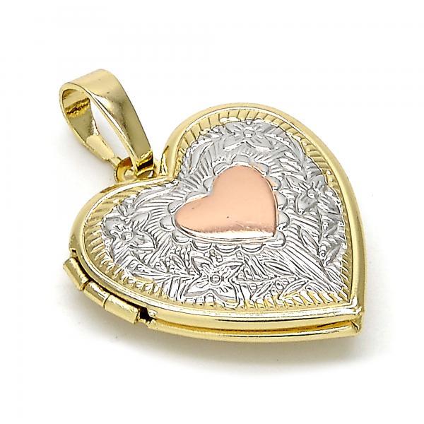 Locket Pendant, Heart and Flower Design
