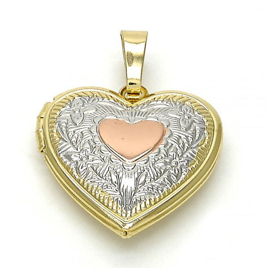 Locket Pendant, Heart and Flower Design