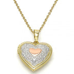 Locket Pendant, Heart and Flower Design