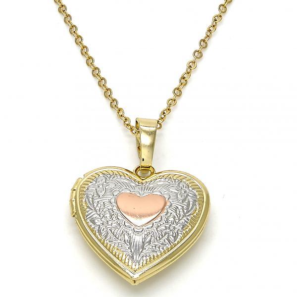 Locket Pendant, Heart and Flower Design