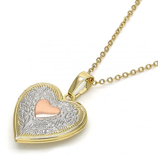 Locket Pendant, Heart and Flower Design