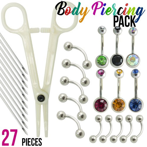 27 Pcs Body Piercing Kit