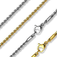 Stainless Steel 316L Gold & Silver Plated Twisted Round Link Chain Necklace