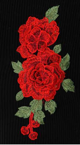 Cotton blend rose embroidered cold shoulder dress
